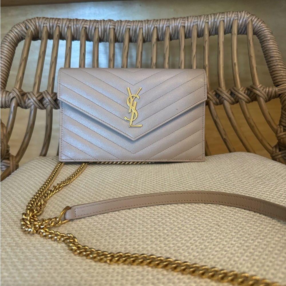 Yves Saint Laurent Monogram Chain Wallet/Cross Body Purse